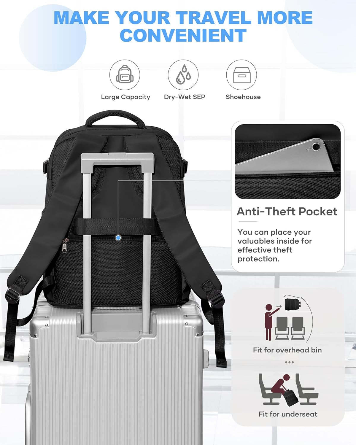 Travel Backpack Carry on for Women Man Gym Backpack with Laptop Compartment Moch