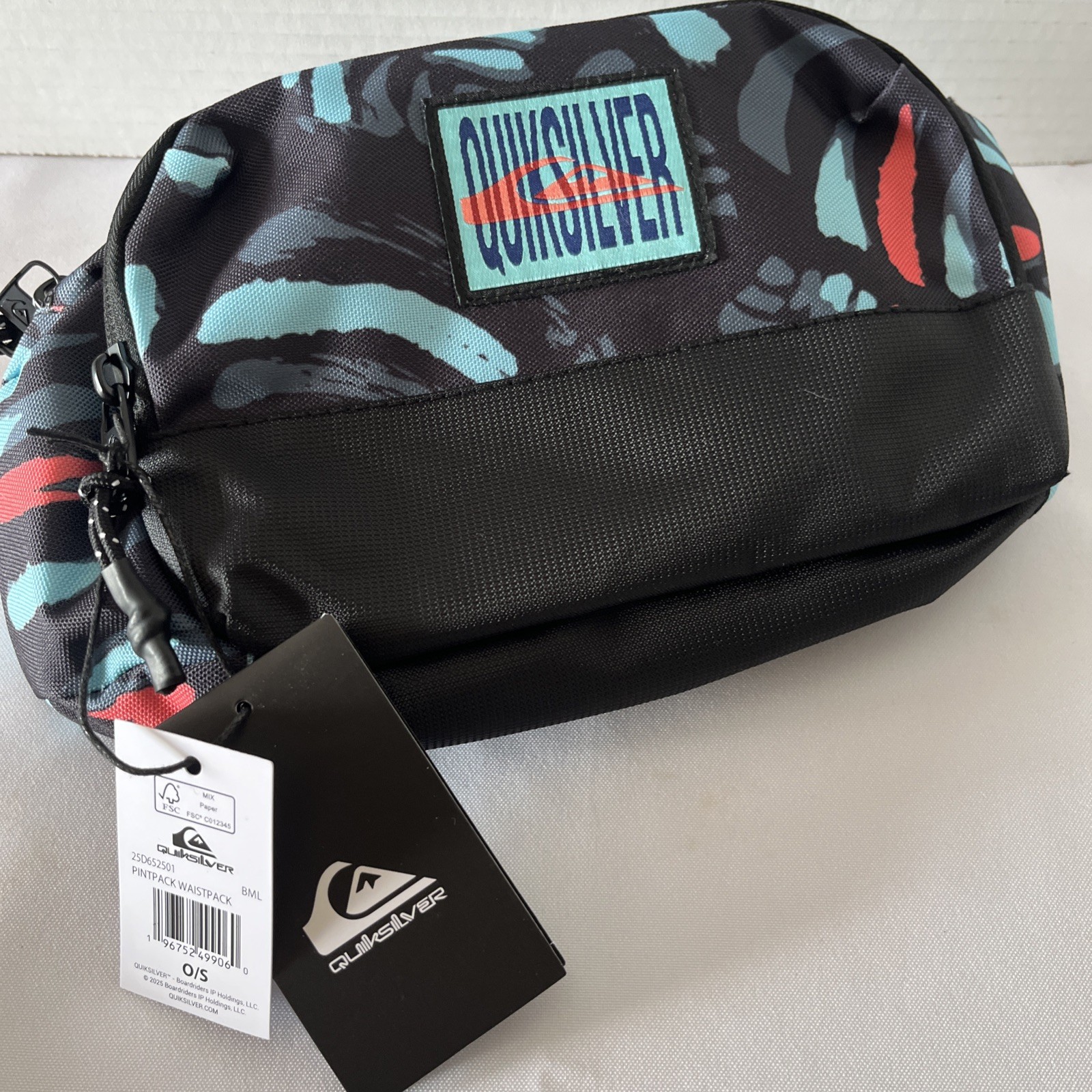 Quiksilver Mens Adjustable Pintpack Waist Pack – Woodland Abstract Sea Spray New