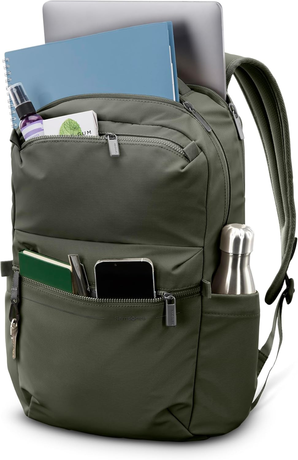 Stylish Olive Backpack with Laptop Compartment & Quick Stash Pockets