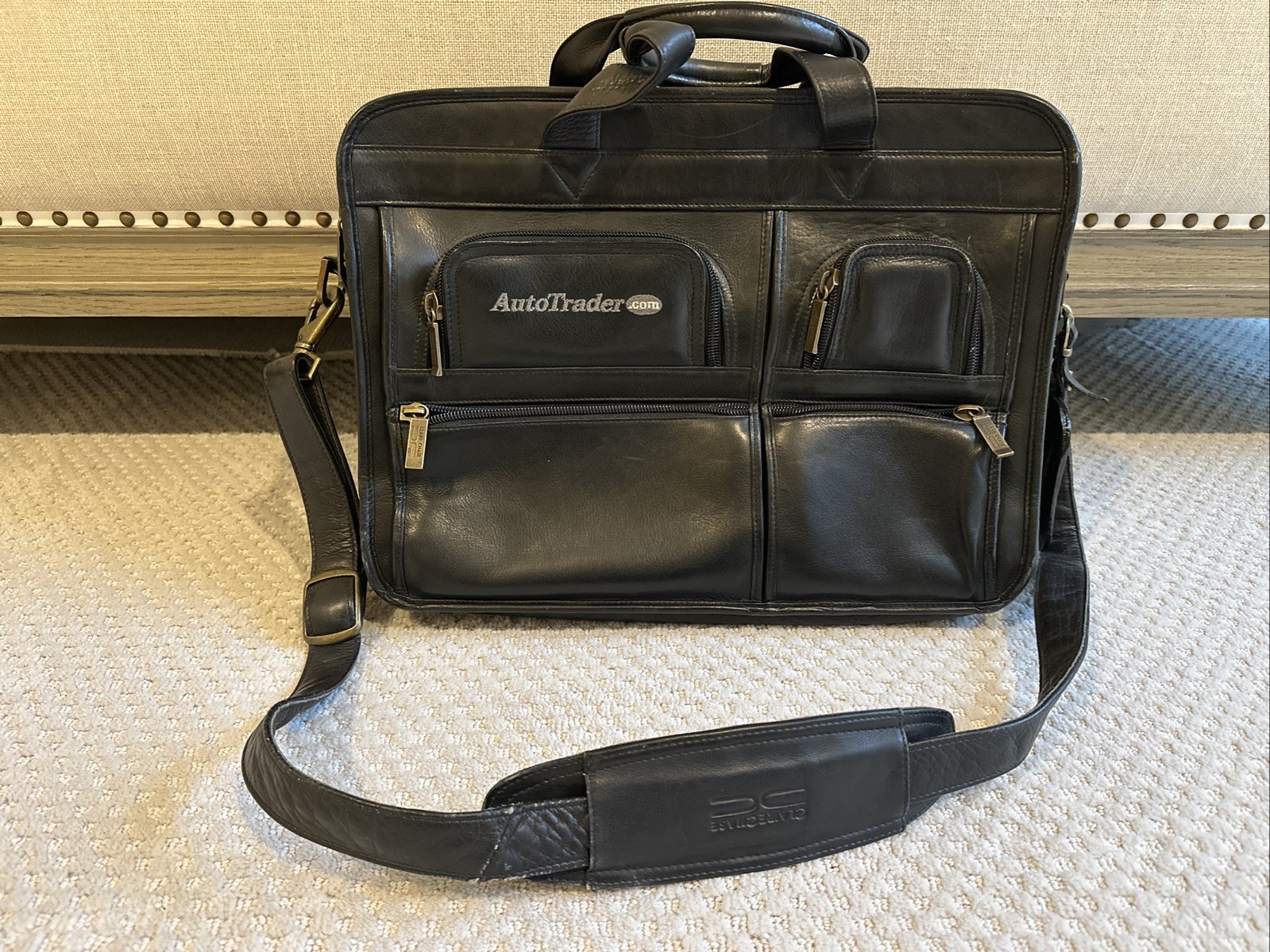 Claire Chase Executive Jumbo Laptop Briefcase Black Leather 13” Tall x 17” Wide