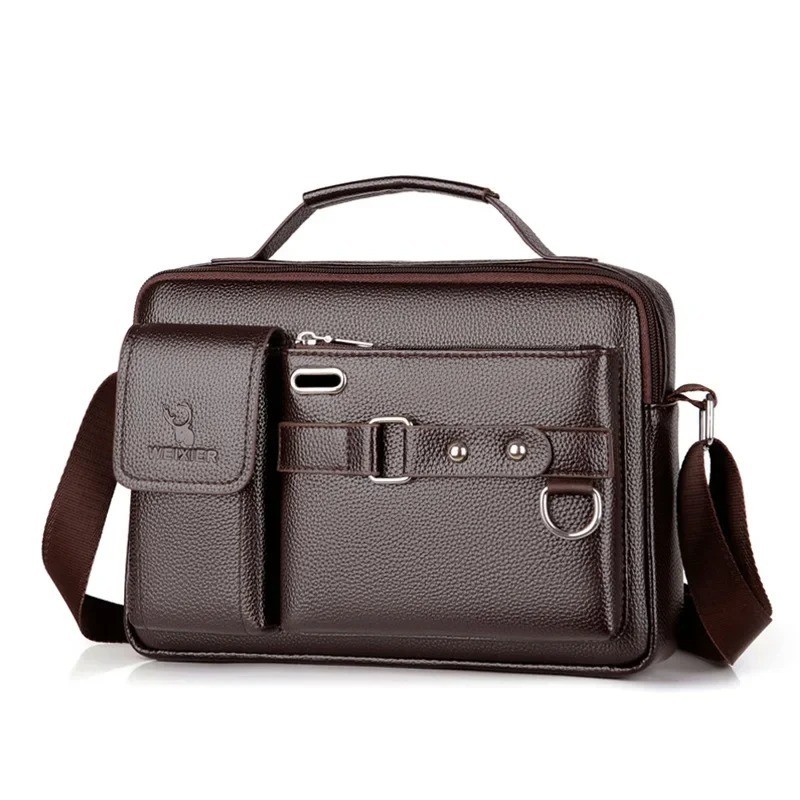 Bolso Mensajero Hombre PU Cuero Bandolera Negocios Crossbody para iPad Moda