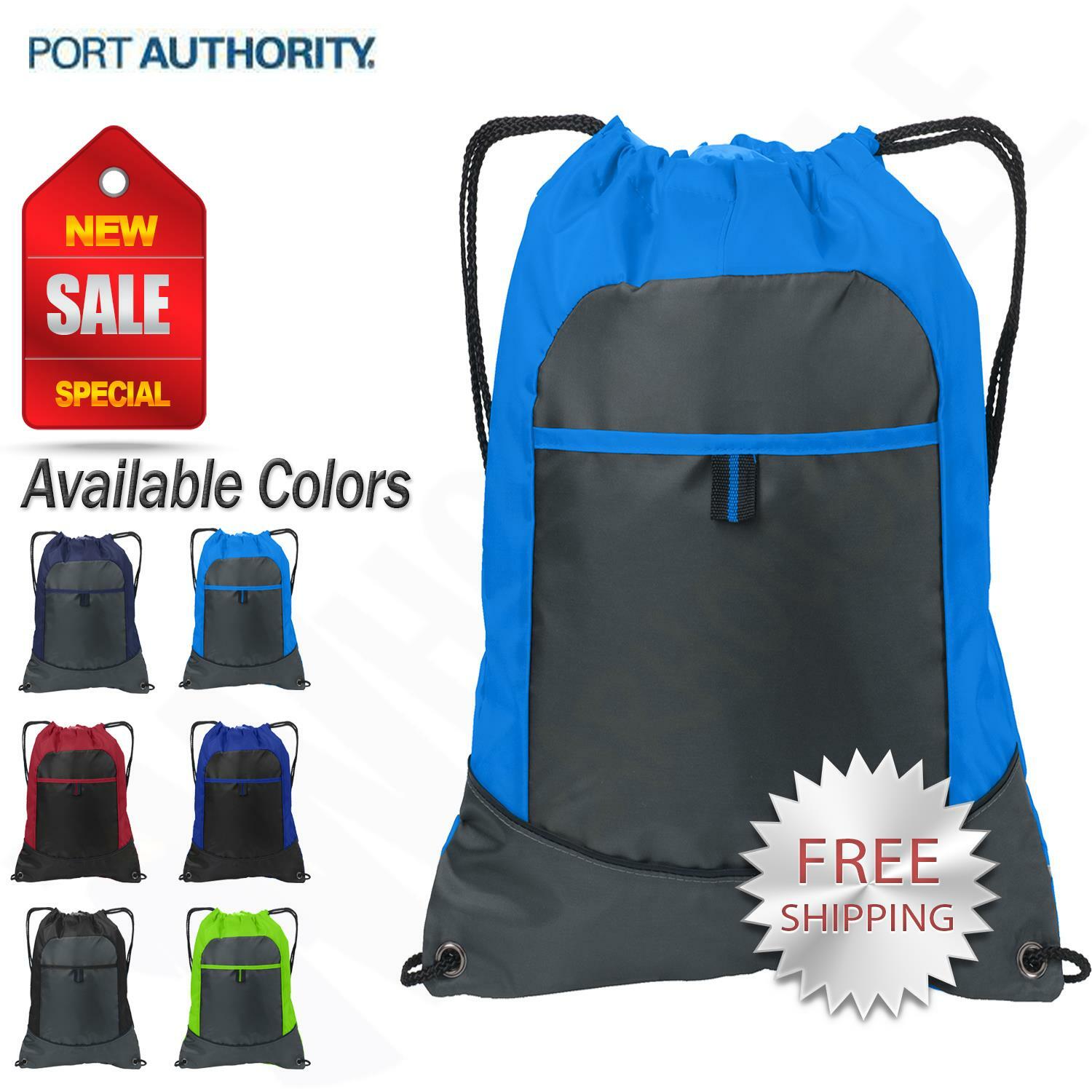 Port Authority Pocket Cinch Pack Drawstring Sport Gym Bag BG611