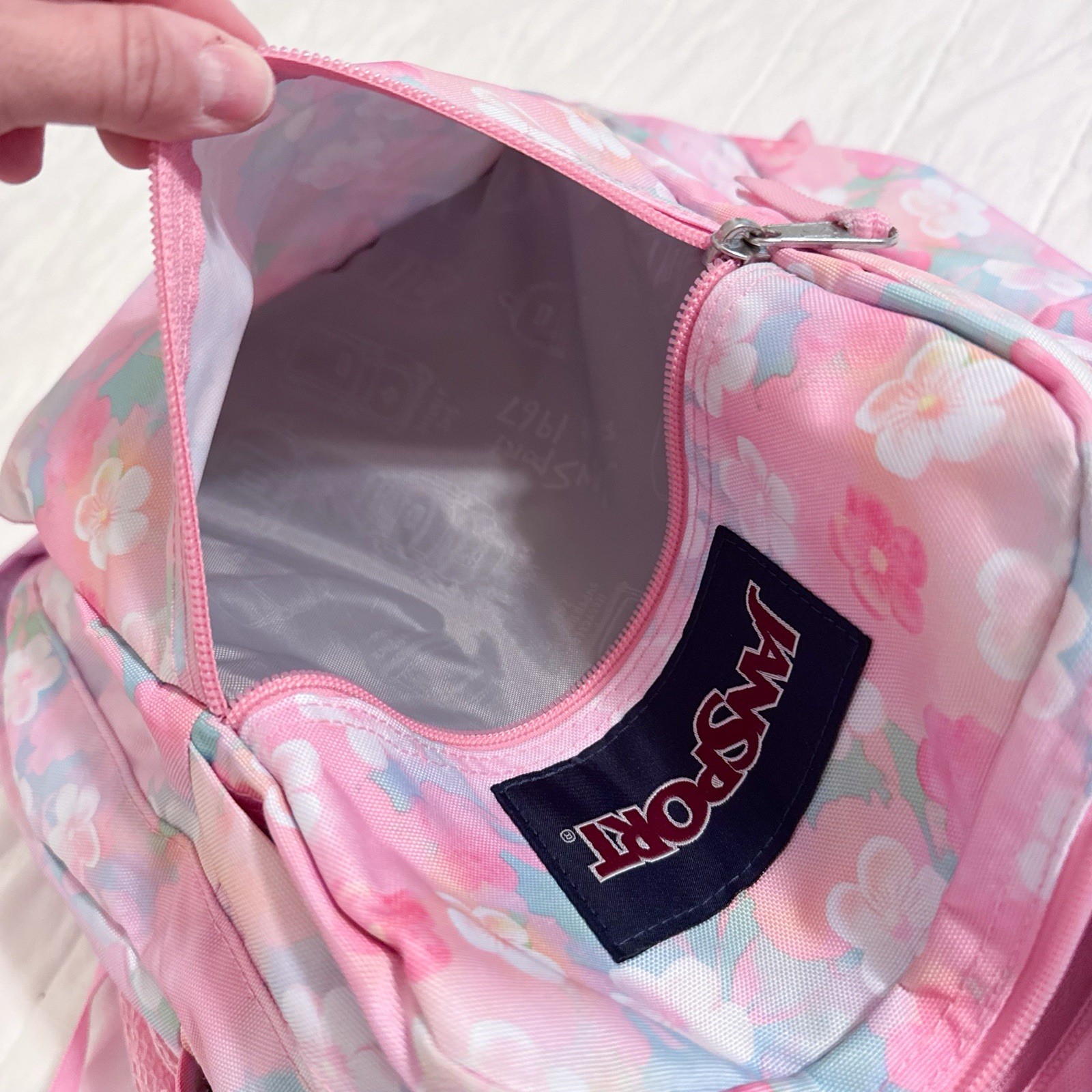 JanSport Big Student Backpack Neon Daisy Floral Print Pink