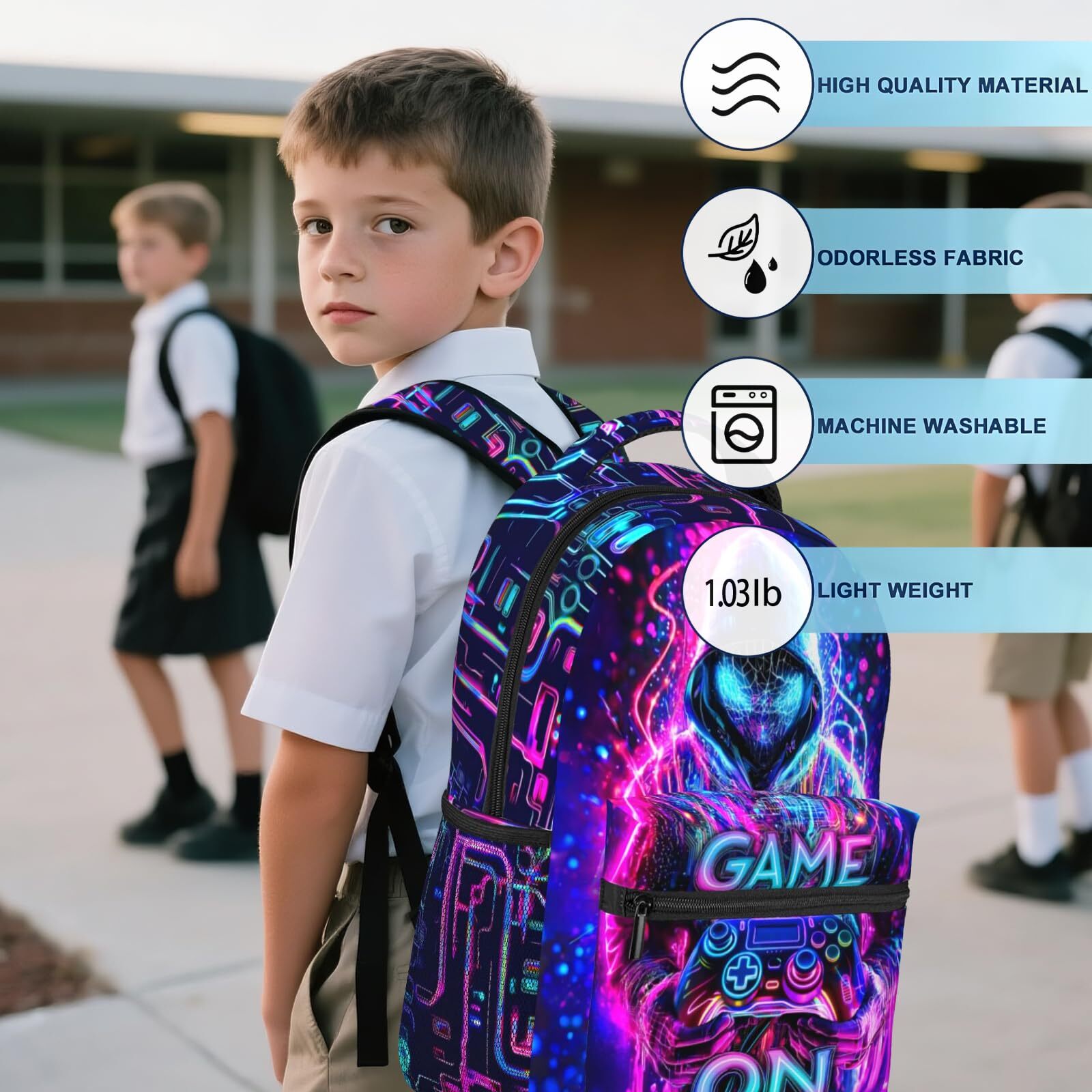 Backpack for Boys Game Boys School Backpack for Kids Children Teens Elementar…