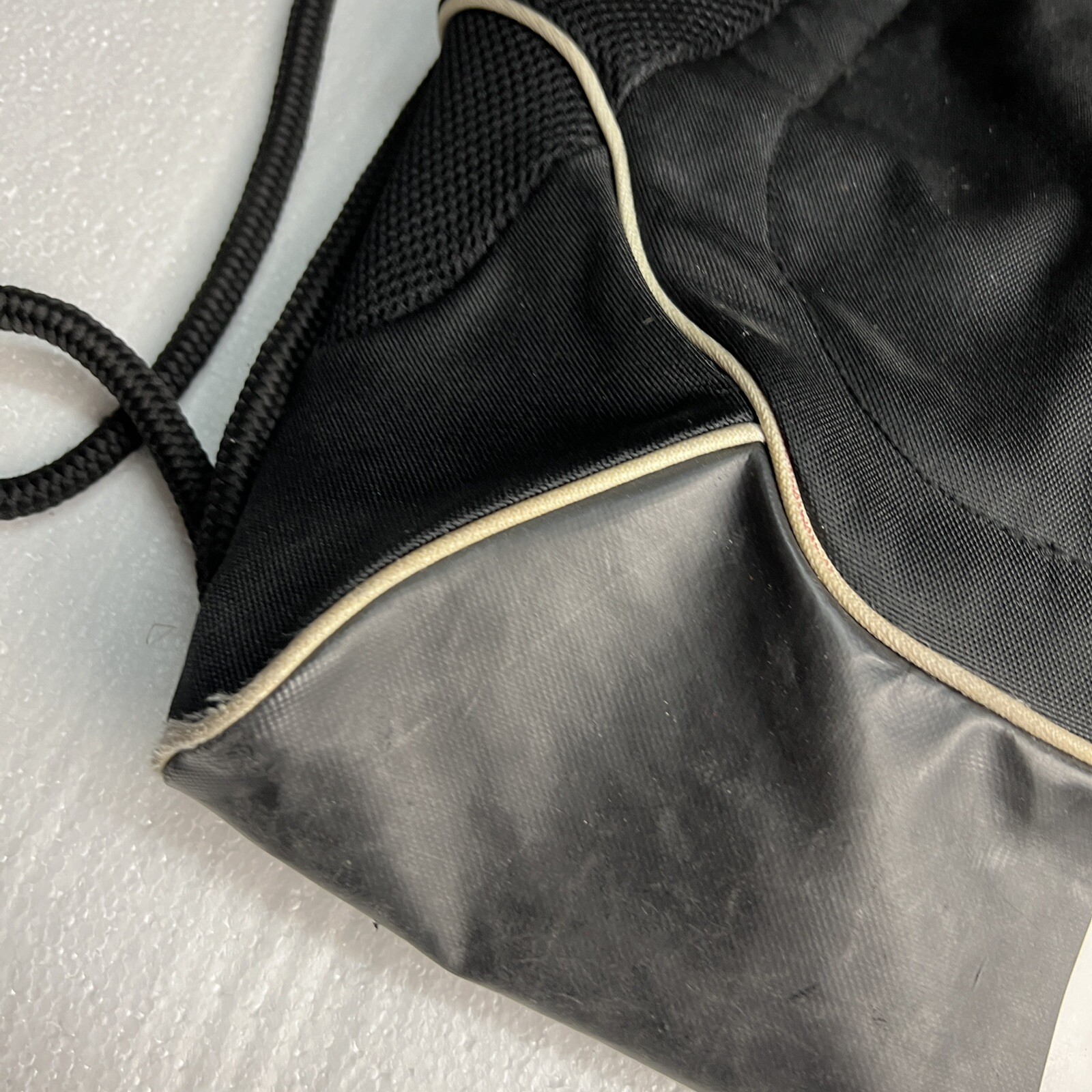 Adidas Drawstring Back Pack Black 3 Stripes Pocket Heavy Duty