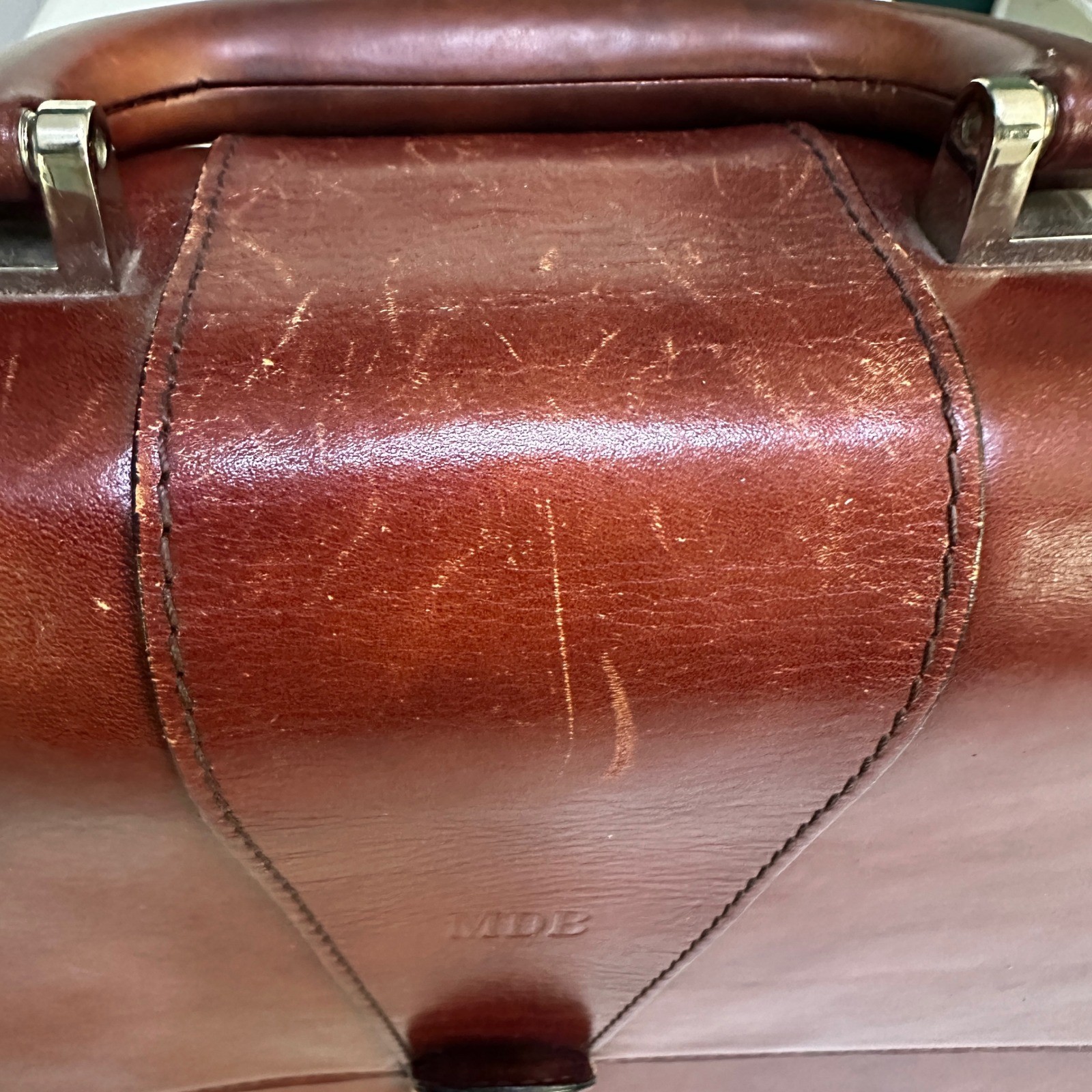 Bosca Old Leather Flap Over Briefcase Attache Doctors Lawyer Messenger Bag W/Key