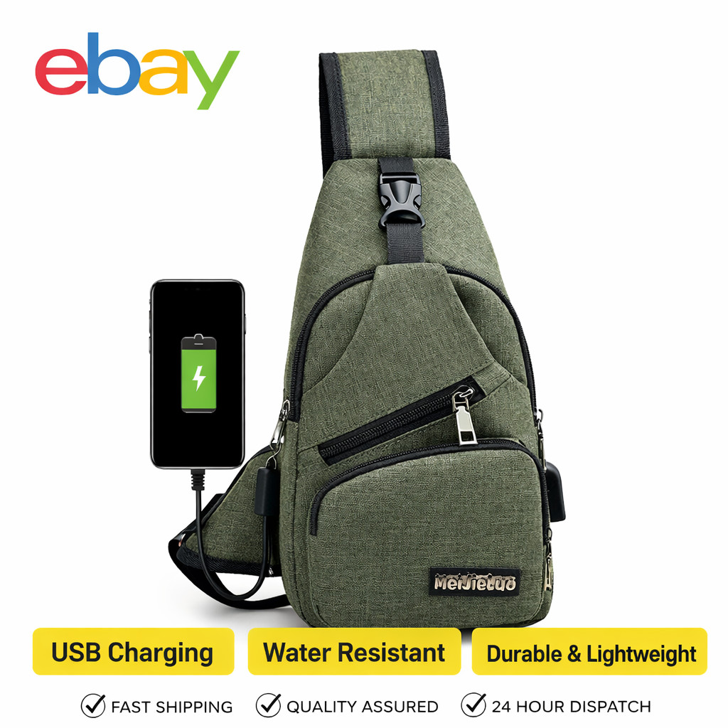 USB Charging Canvas Chest Bag Crossbody Travel – Free Shipping