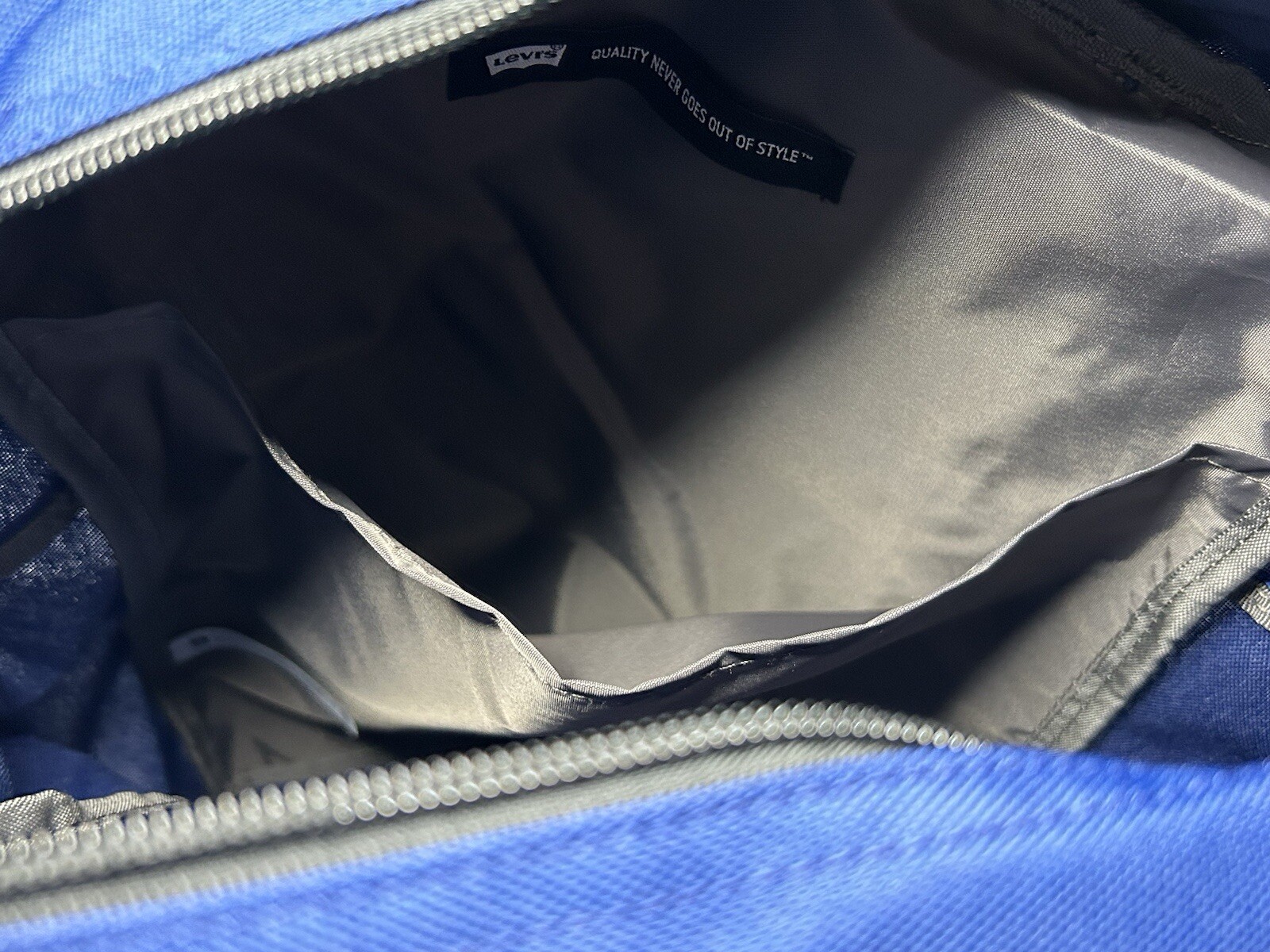 Levi’s L-Pack Slim Backpack Blue W/ Grey Stripe And Black Accents