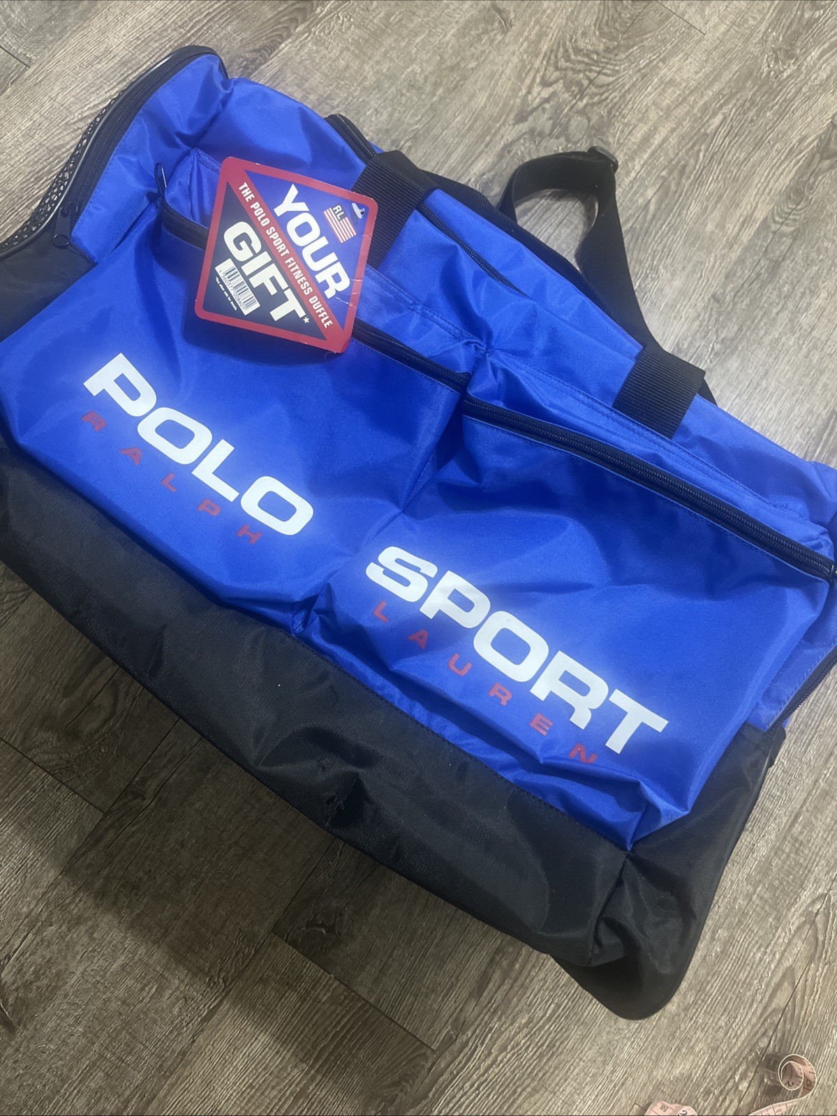 Vtg 90s Polo Sport Ralph Lauren Flag Logo Duffel Bag Gym Blue