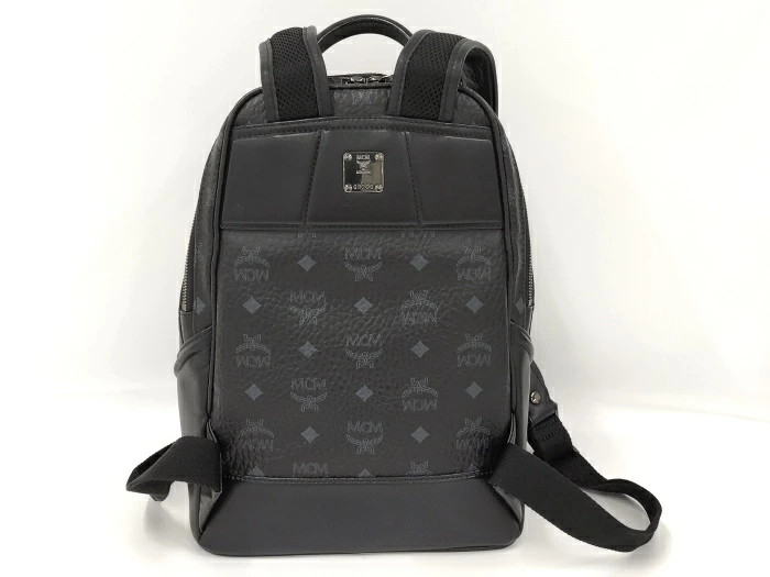 MCM Backpack Visetos With Studs and Black Leather W 26cm × H 33cm × D 13cm