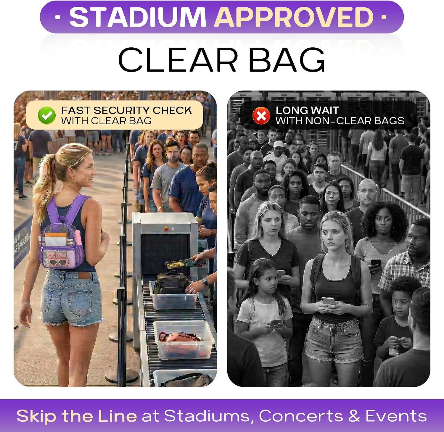 Clear Backpack for Stadium Events Stadium Backpack 12X6X12 Clear Bag | 0.4Mm Thi