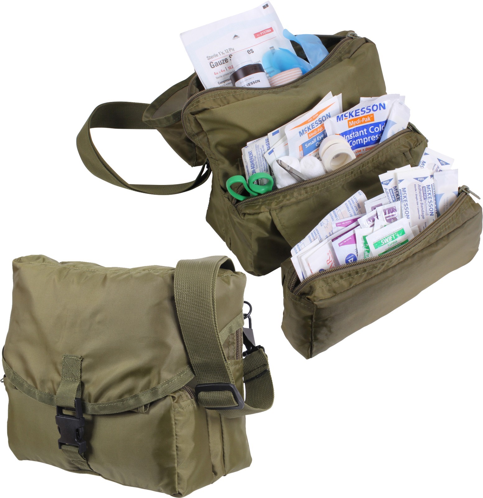 Olive Drab EMS EMT Army Medic Public Safety Medical Kit Bag