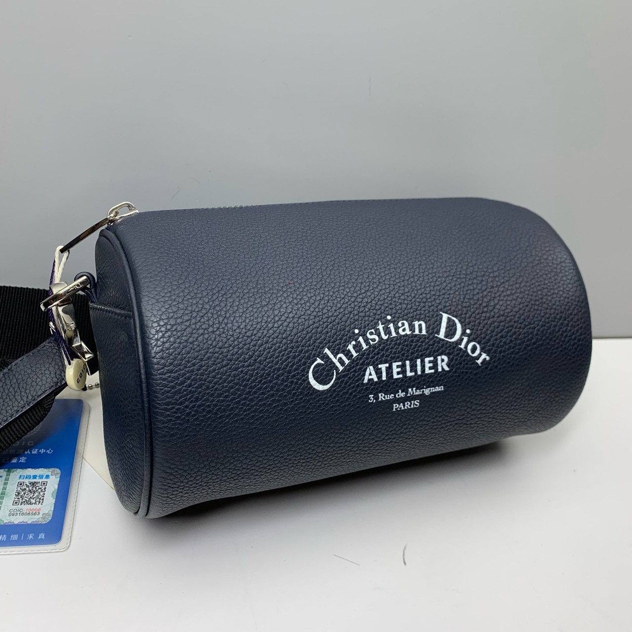 Dior Pre-Owned Authentic Atelier Navy Leather Crossbody Bag Free Shipping20x12cm