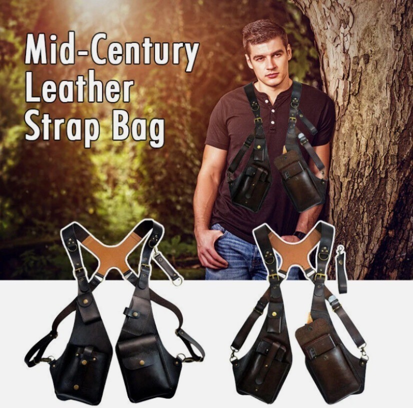 Men’s Underarm Shoulder Bag PU Leather EDC Chest Holster Phone Wallet Holder