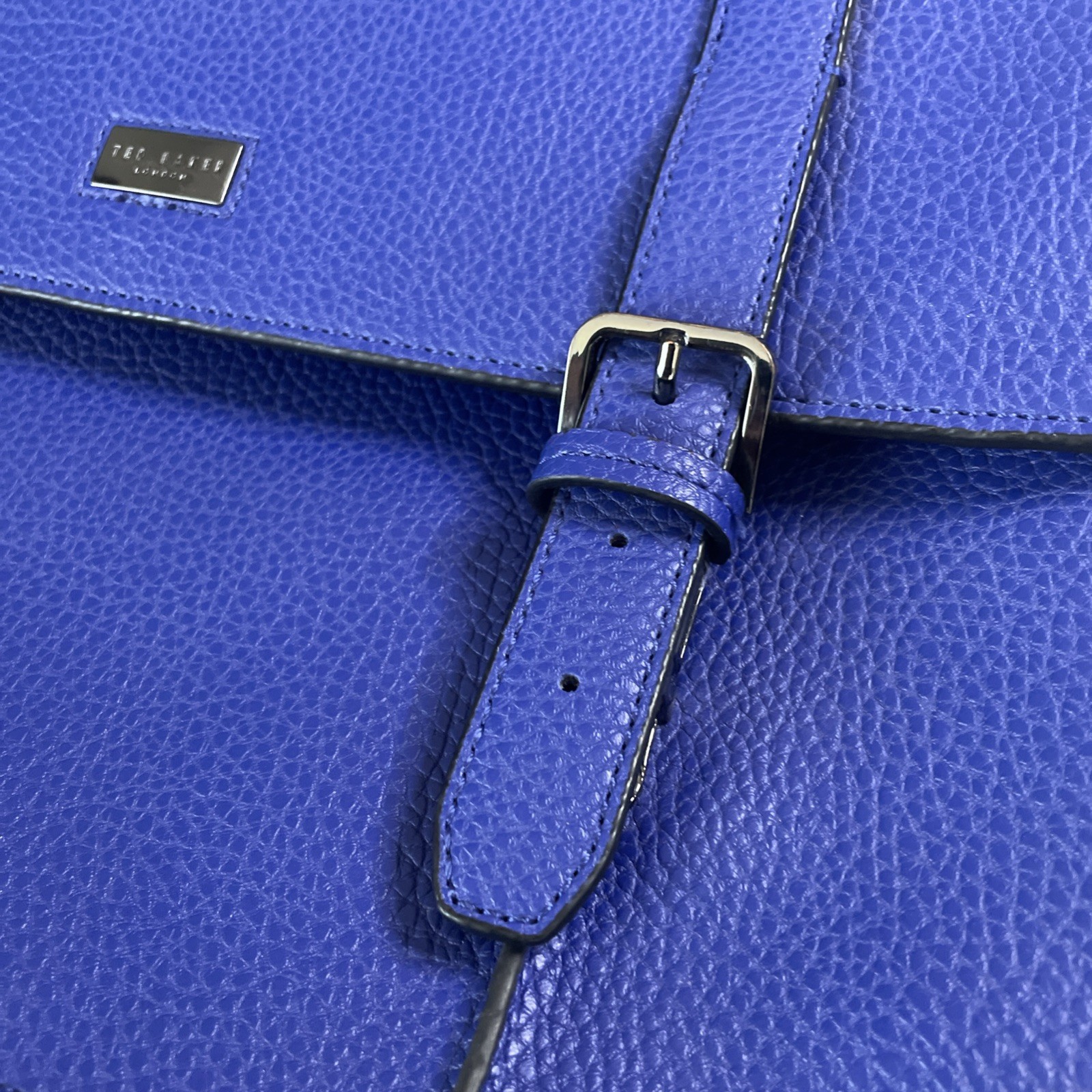 Ted Baker Mens Royal Blue Faux Leather Laptop Document Messenger Bag