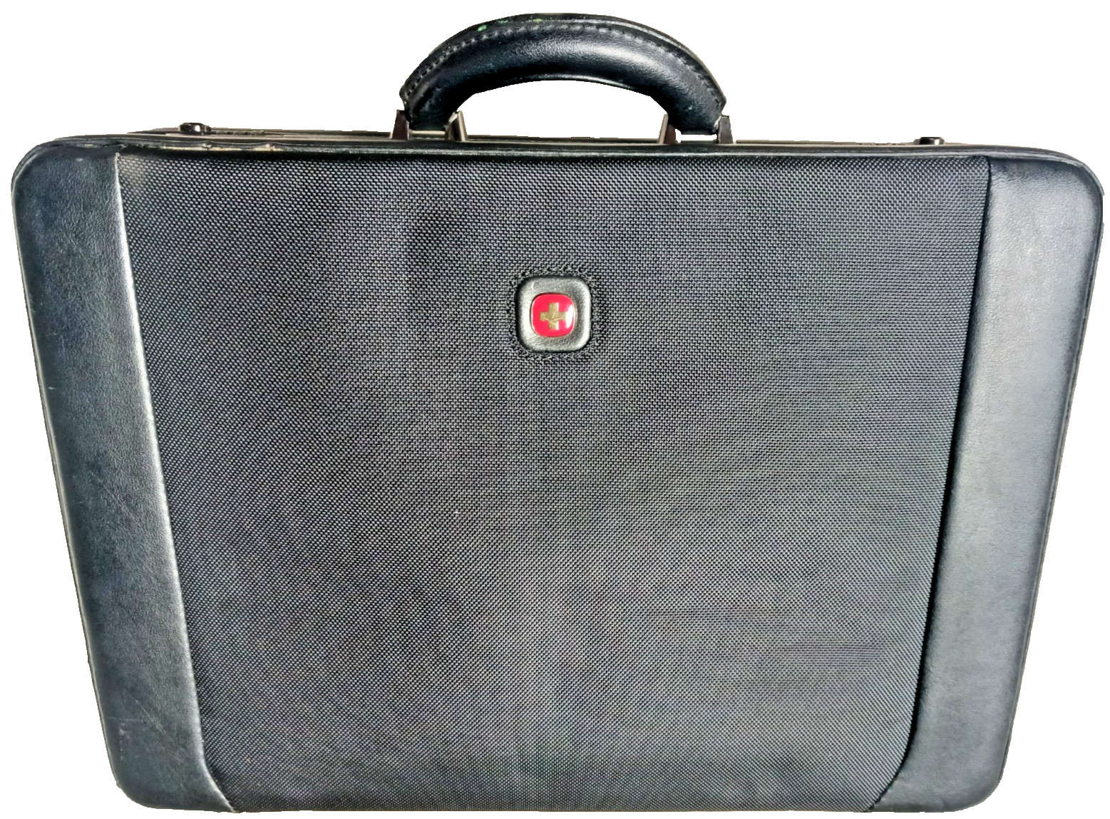 ALPINE SWISS EXPANDABLE HARD LEATHER ATTACHE BRIEFCASE + LAPTOP MESSENGER BAG!!