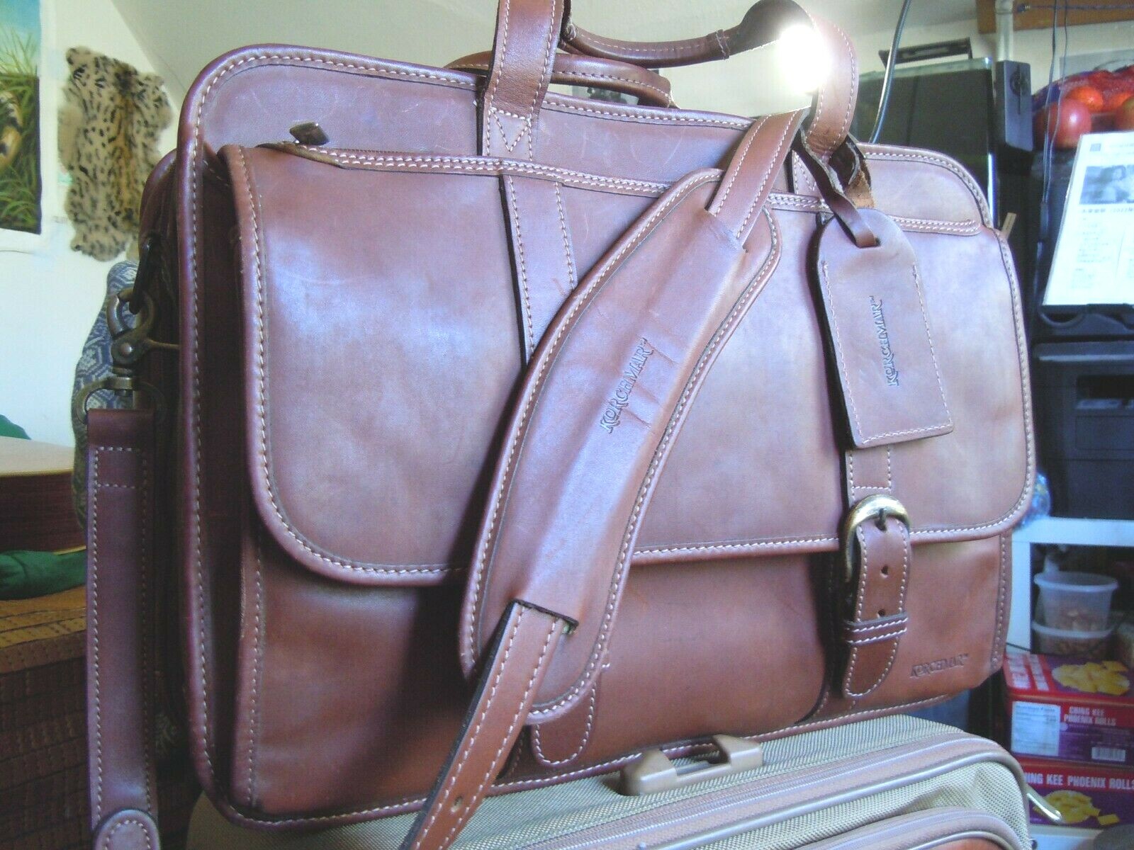 VTG KORCHMAR SCHLESINGER BELTED LEATHER BRIEFCASE USA 4