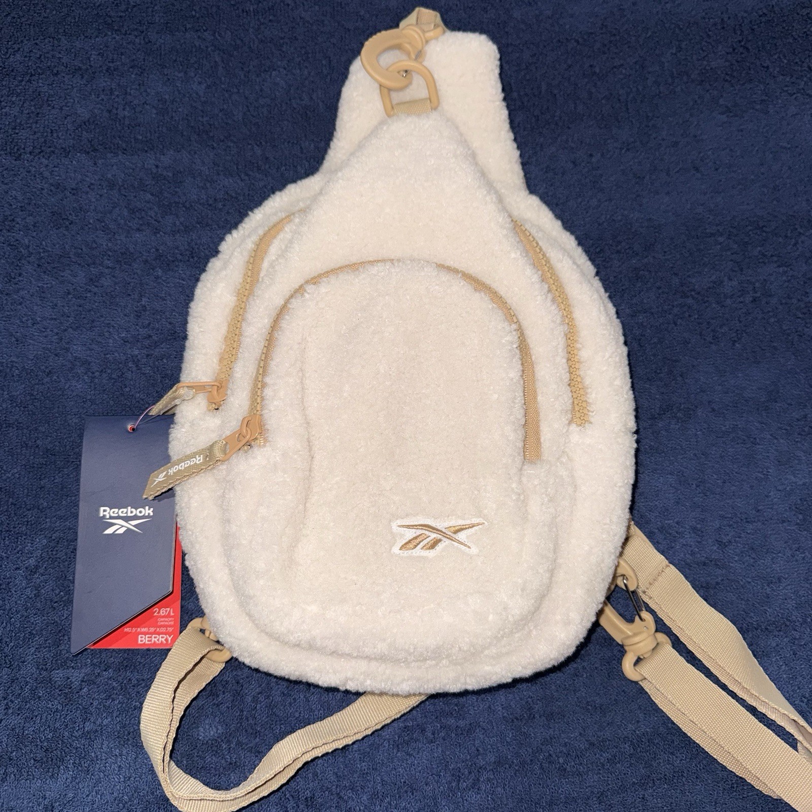 Reebok Berry Crossbody Bag Cream Convertible Adjustable Strap Men