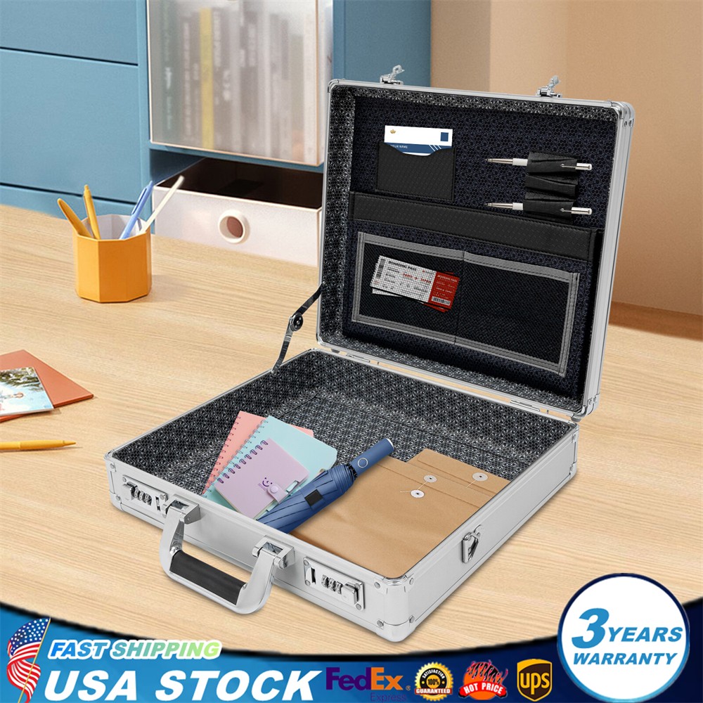 Aluminum Hard Case Big Capacity With Combination Lock Briefcase With Pocket