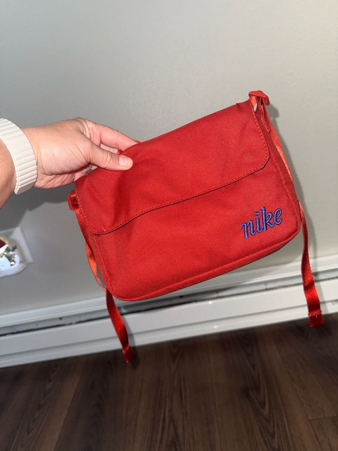 Nike Futura 365 Crossbody Messenger Bag Red with Blue Embroidery