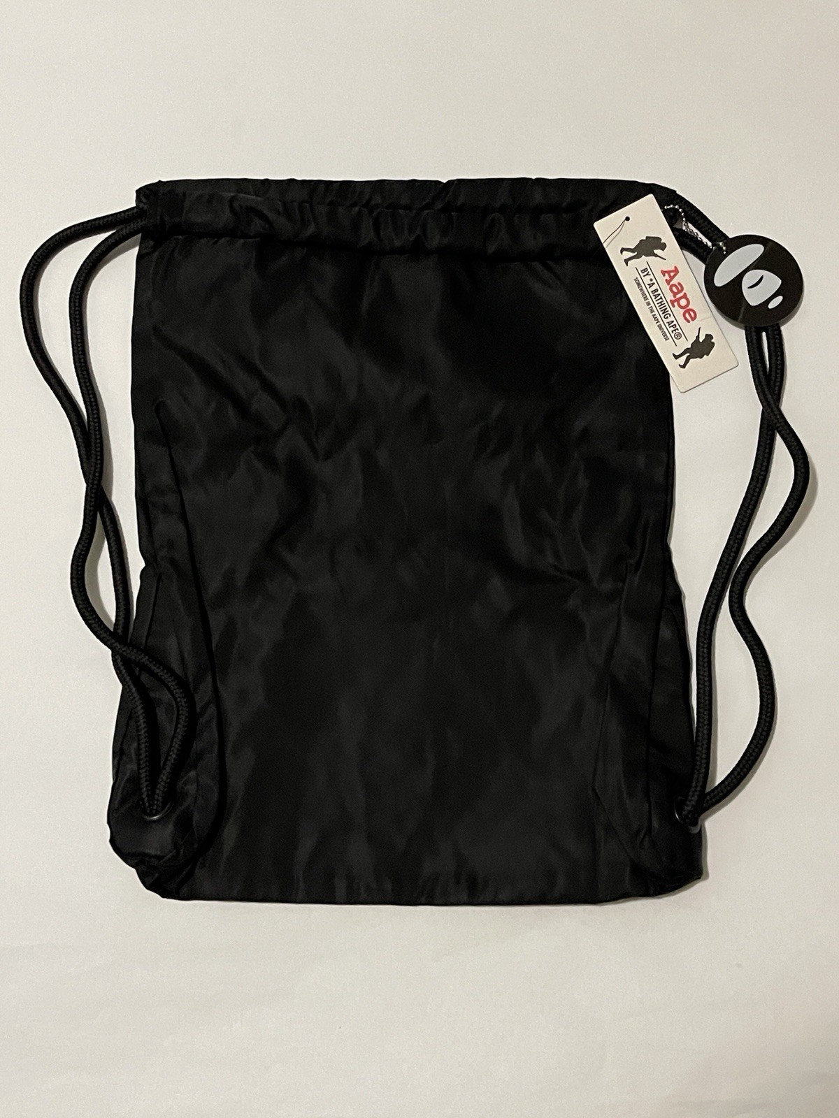 Aape By A Bathing Ape Drawstring Bag Black 17″ x 12.5″ NEW! BAPE