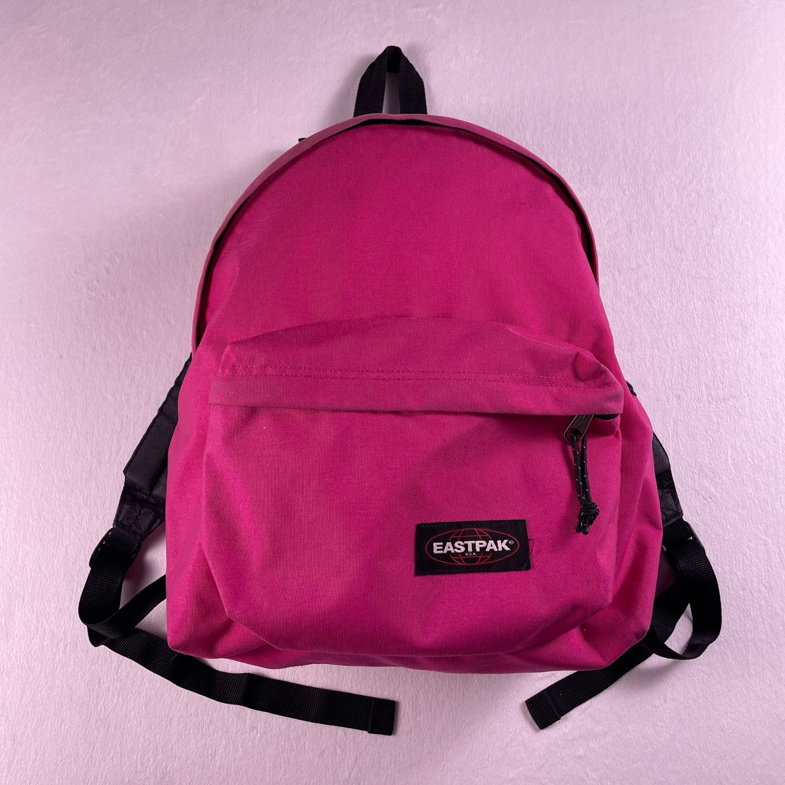 Vtg Eastpak Backpack Pink Magenta Book Bag Daypack School Travel Padded Straps