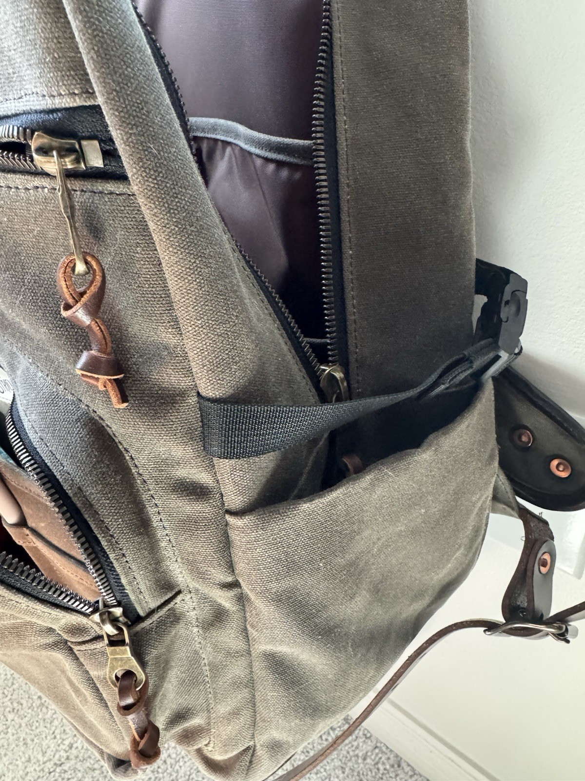 Loyal Stricklin Olive Green Waxed Canvas Backpack – Custom