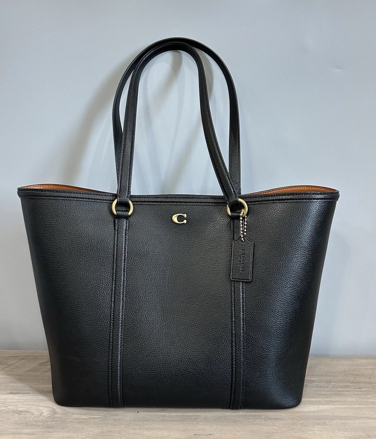NWT Coach Legacy Pebbled Leather Shoulder Tote Bag Black Brass CU056