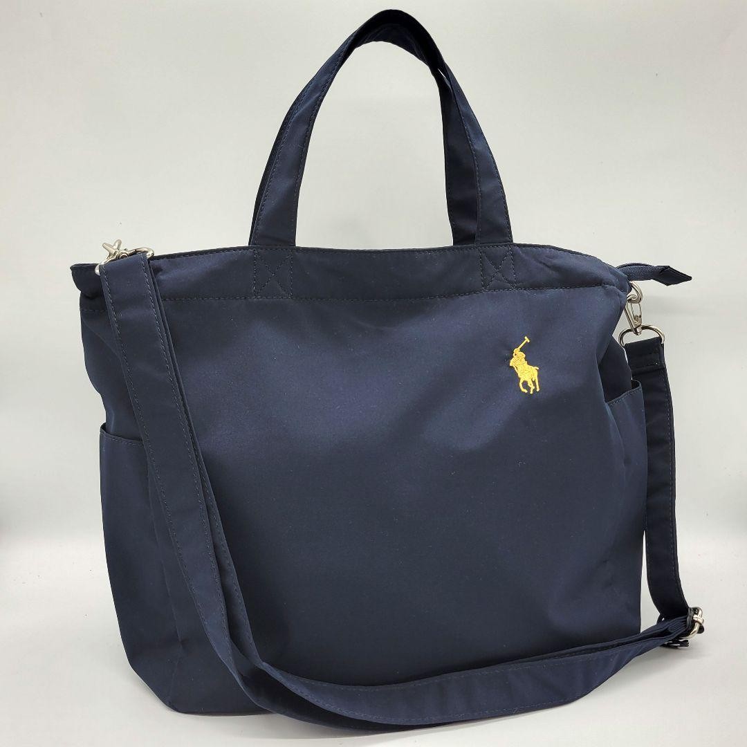 Polo Ralph Lauren 2-Way Handbag Shoulder Bag Nylon Navy W29cm H28cm D11cm Polo