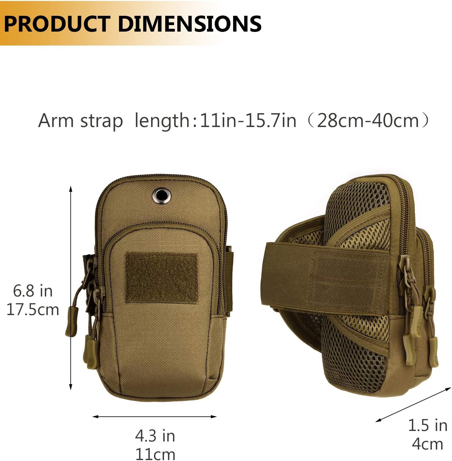 Men Outdoor Sports Running Phone Armband Wrist Holder Tactical Molle Arm Pouch