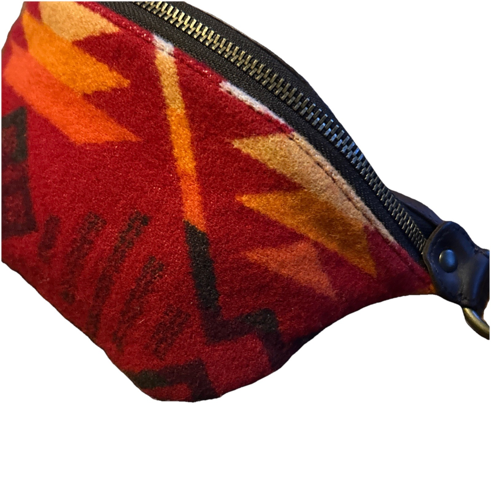 Pendleton Vintage Wool Leather Strap Small Barrel Bag Southwestern Aztec Print