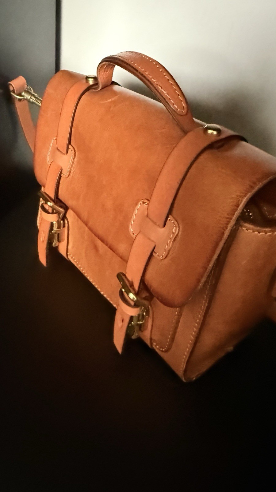 Old Trend Small Pebbled Satchel Top Handle Crossbody Bag Buckle Zip Gold