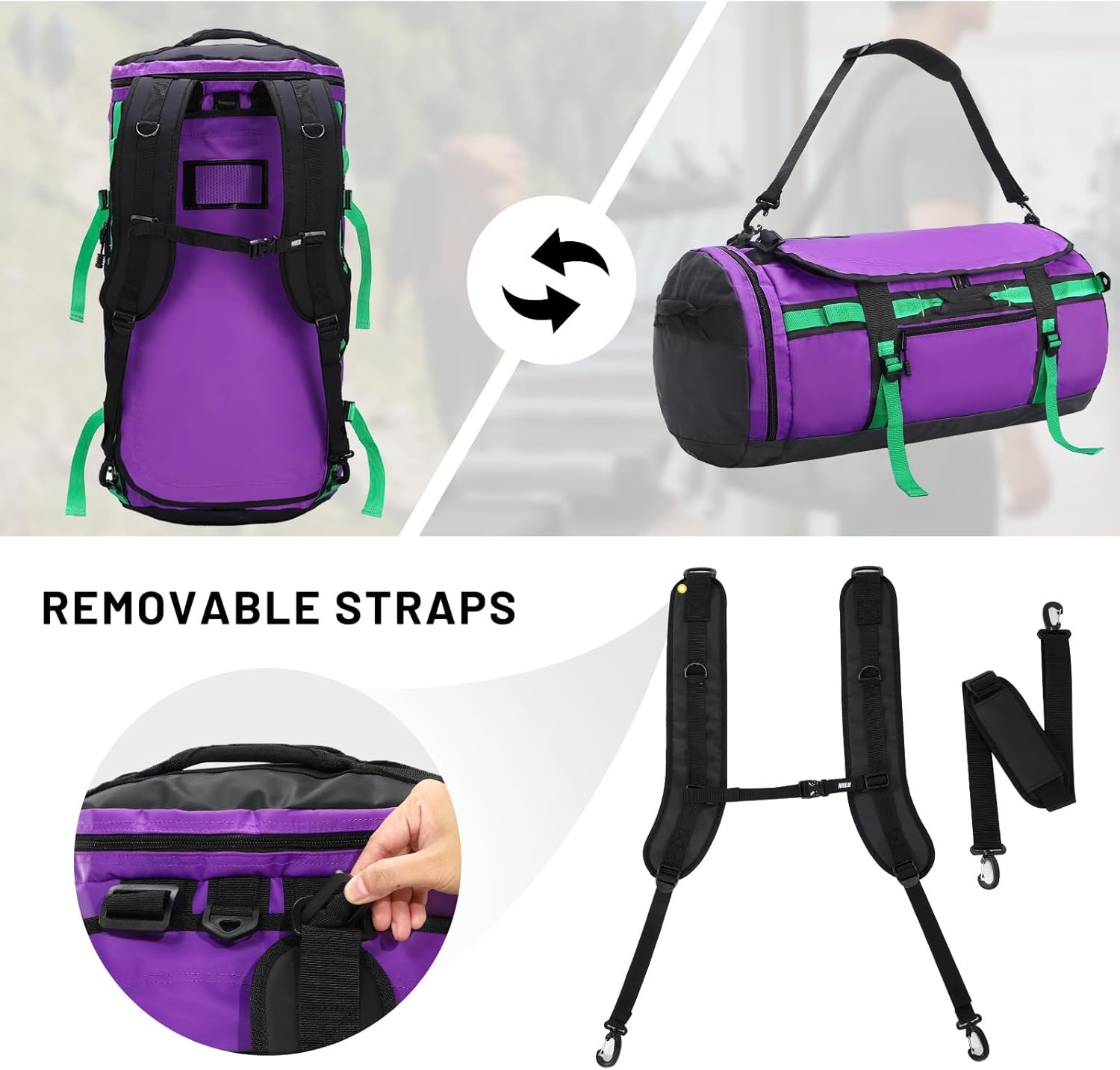 Large Duffle Bag Backpack for Travel Camping Gym Sports, 45L/60L/90L | Water Res