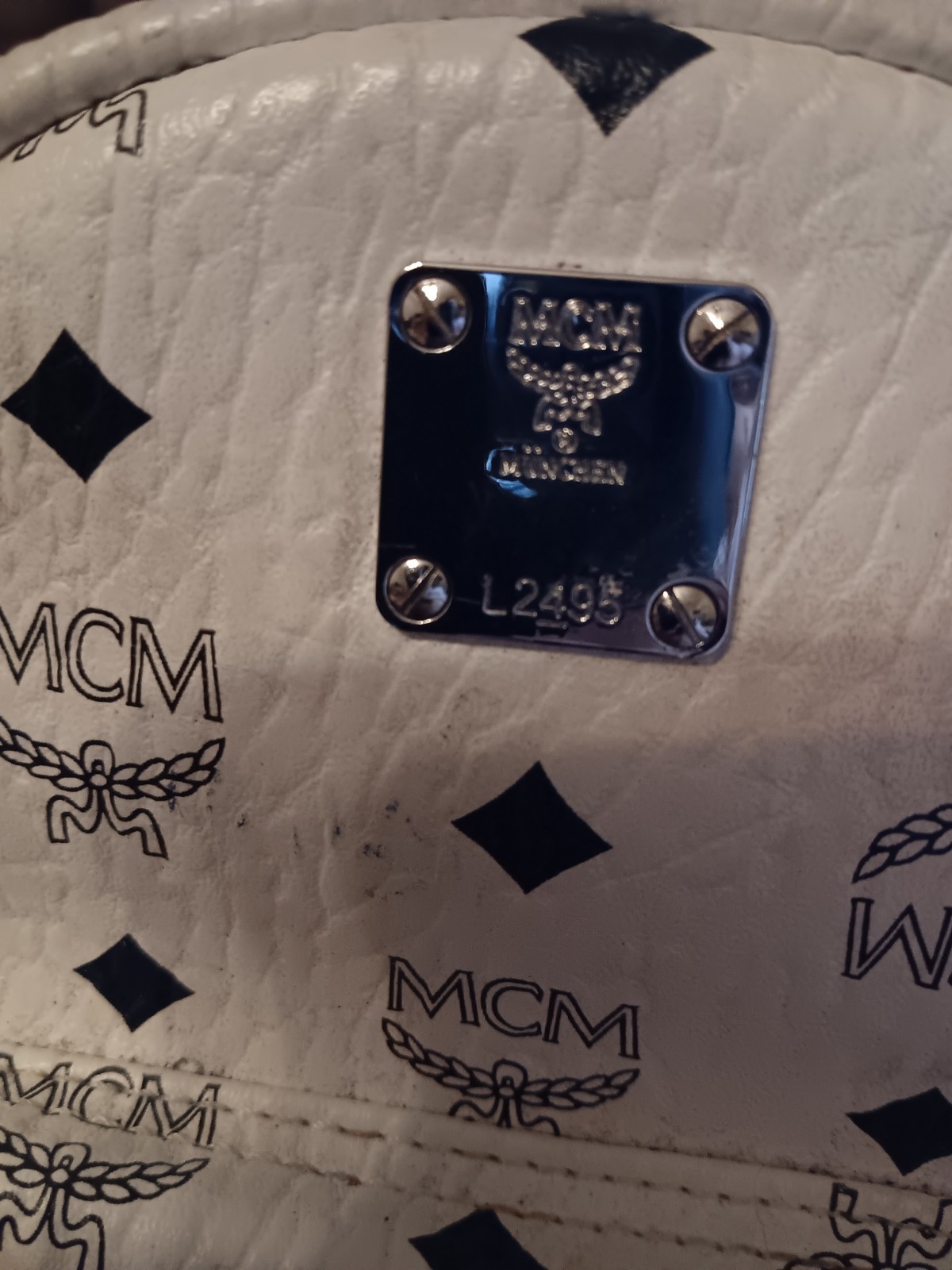 MCM Stark Visetos Mini Backpack In white Studded
