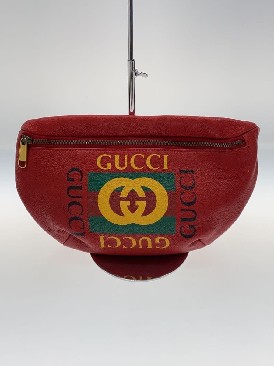 GUCCI waist bag body leather RED 530412 dirt on the inside Used