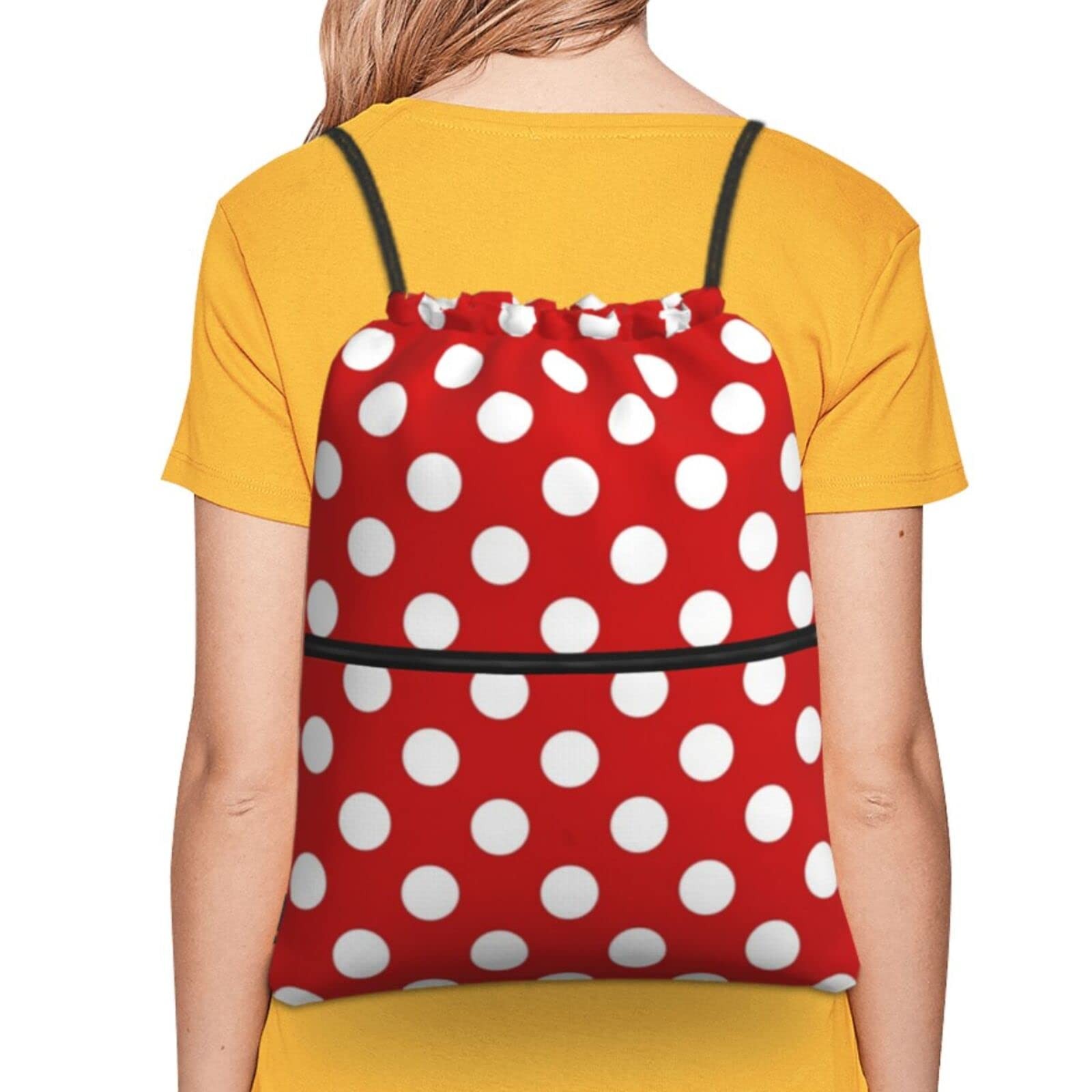 Red White Polka Dot Drawstring Backpack String Bag Sackpack For Gym Shopping …