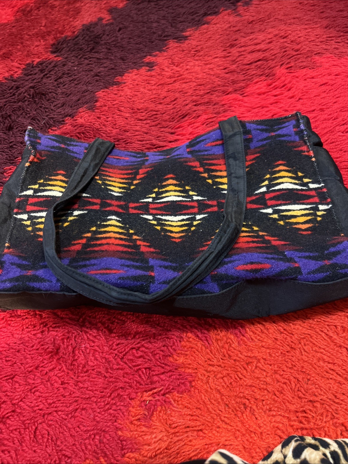 PENDLETON Wool Southwestern Blanket Bag Aztec Carry All (As Is Ripped Inside)