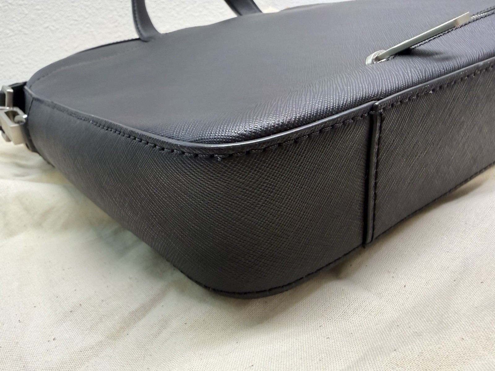 Jack Spade Black Genuine Leather Messenger Back with Adjustable Strap Men’s New