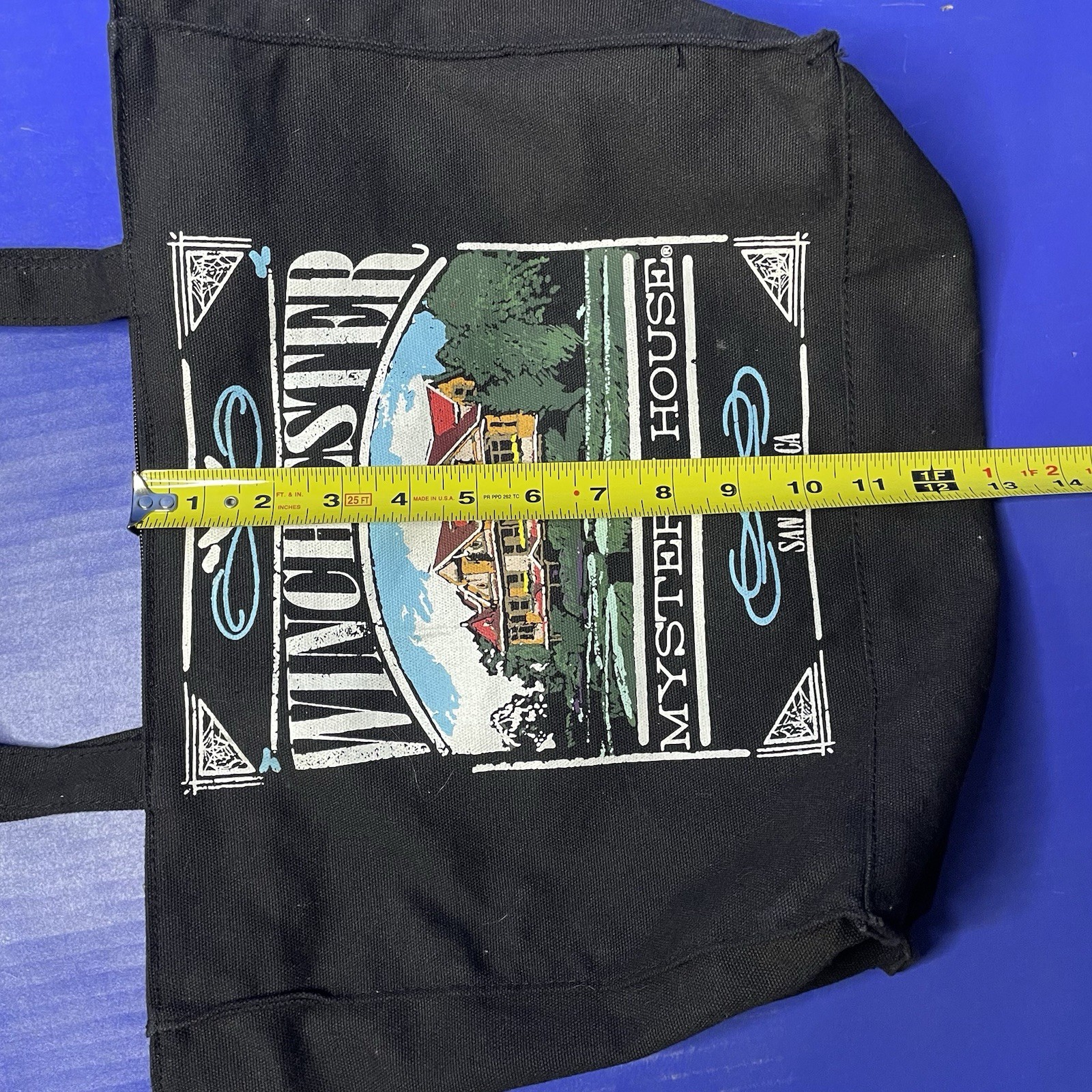 Winchester Mystery House Tote Bag Double Sided Zip Closure 14x11in Canvas Black
