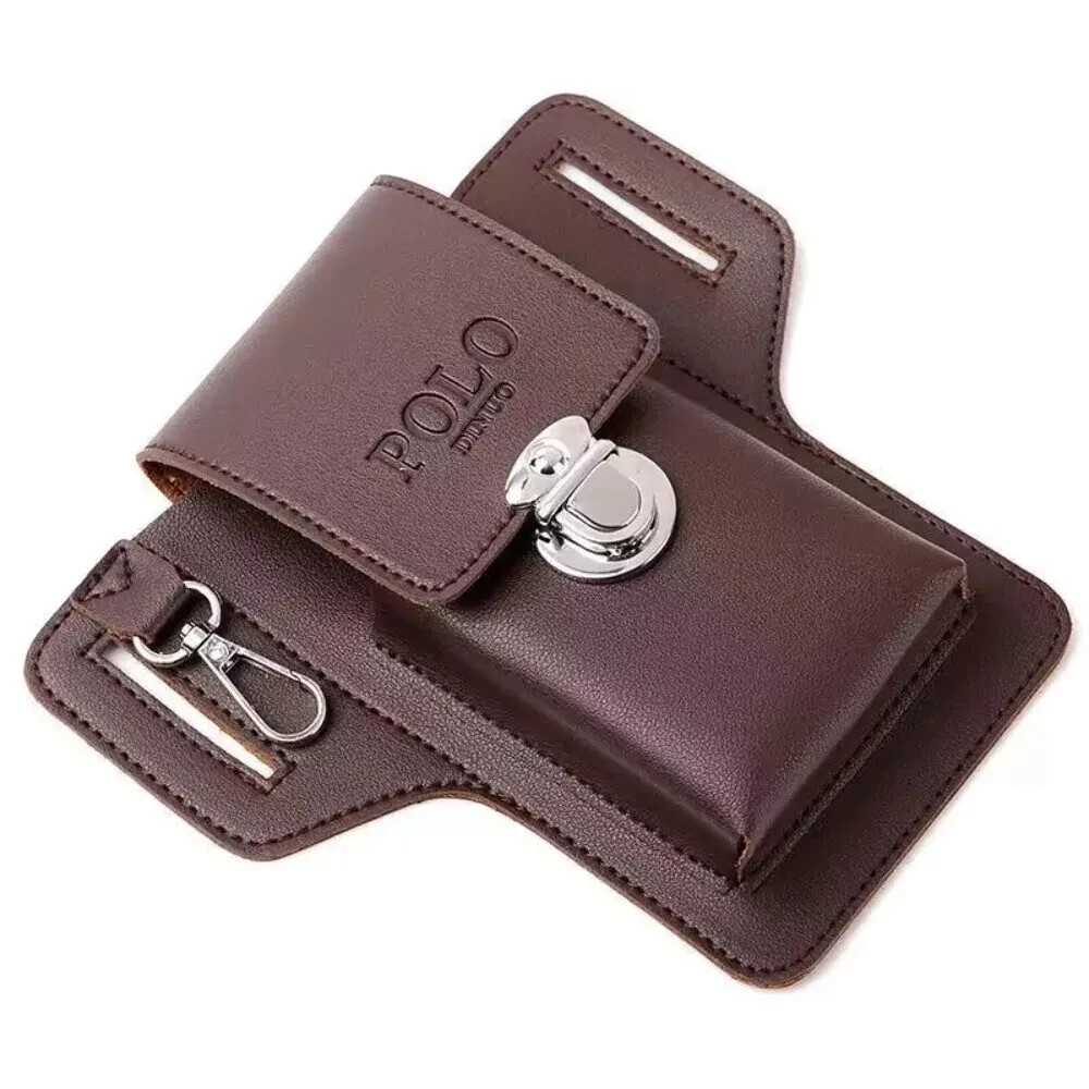 PU Men’s Belt Leather Case Solid color Card Bag Travel Casual Phone Bags