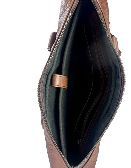 Tecovas Bourbon Brown Leather Briefcase Laptop Travel Bag w/ Shoulder Strap