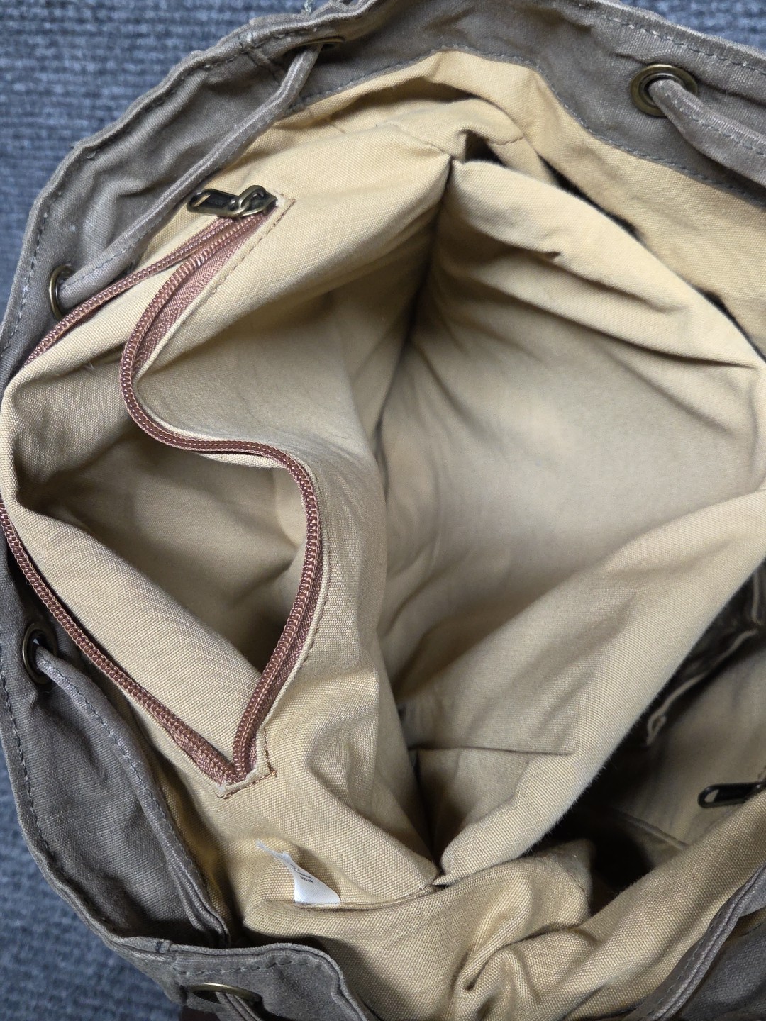 Duluth Trading Co Backpack Satchel Brown Oil Cloth Hiking Duffle Bag