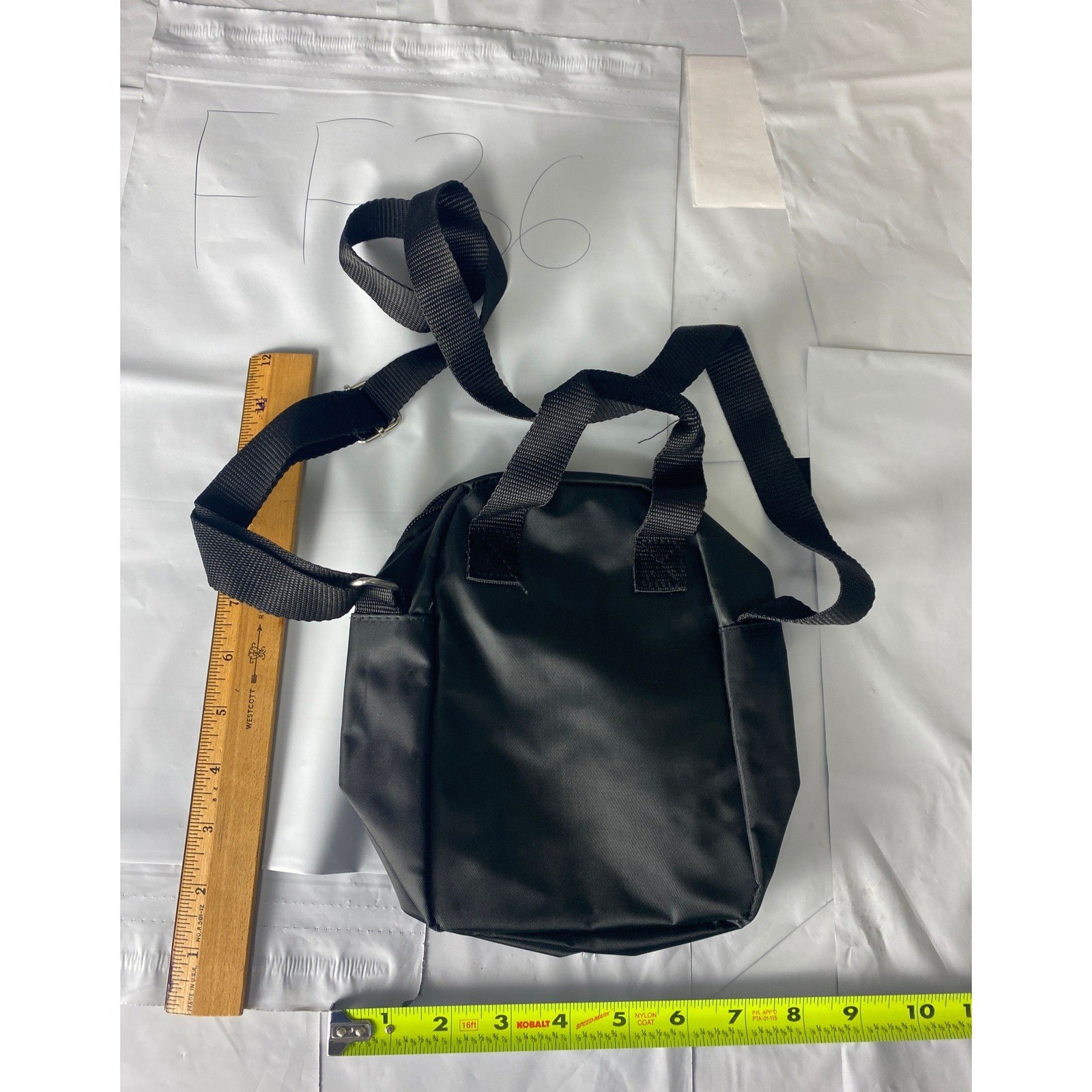 Small Black Nylon Crossbody Bag Mini Travel Purse Zip Multi Pocket