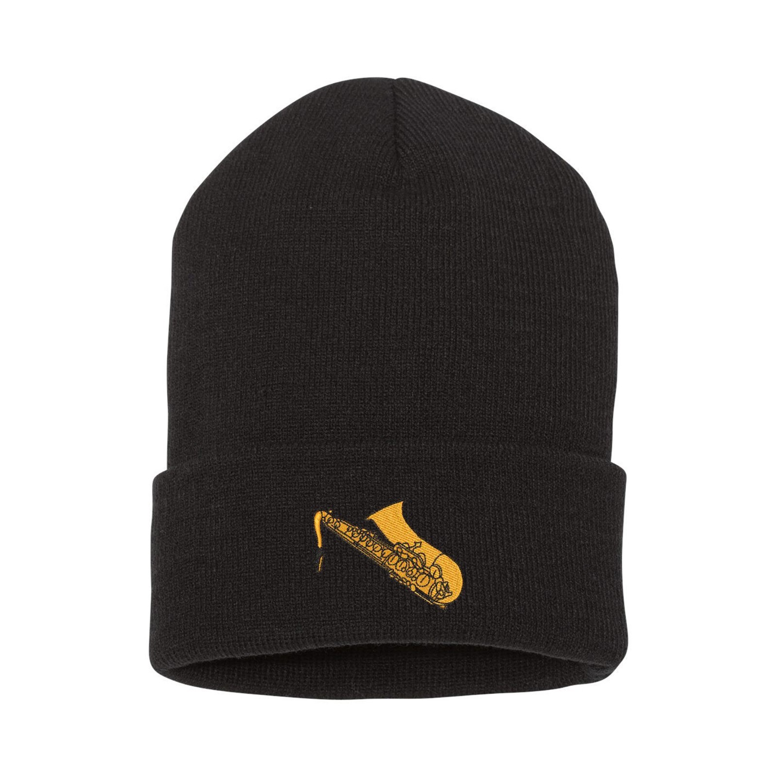 Saxophone embroidered beanie hat, custom embroidered beanie
