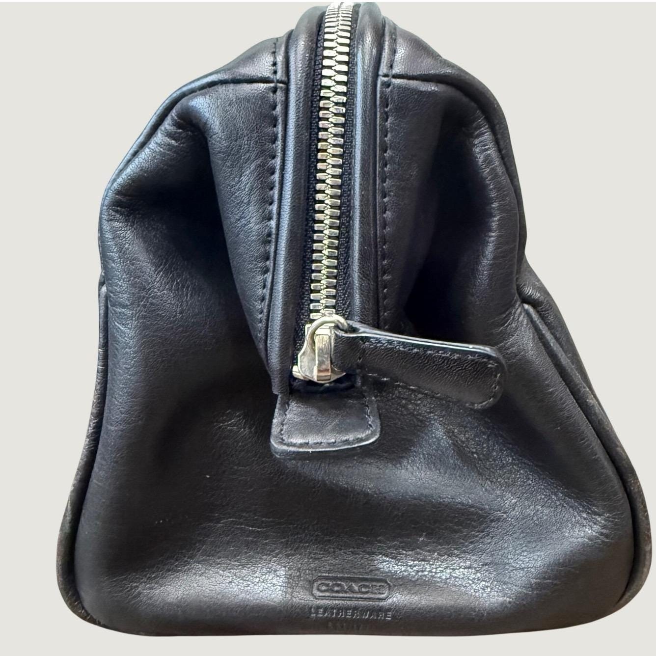 Vintage Coach C1S-5406 Black Leather Toiletry Case Dopp Kit Bag Travel Old Money