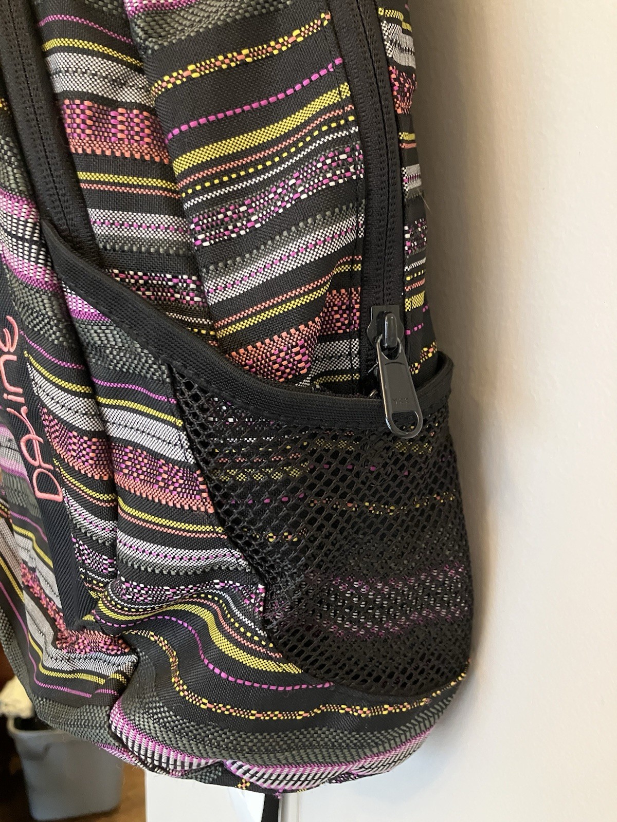 Dakine Striped Backpack Black Pink Yellow School Travel Laptop Bag Unisex
