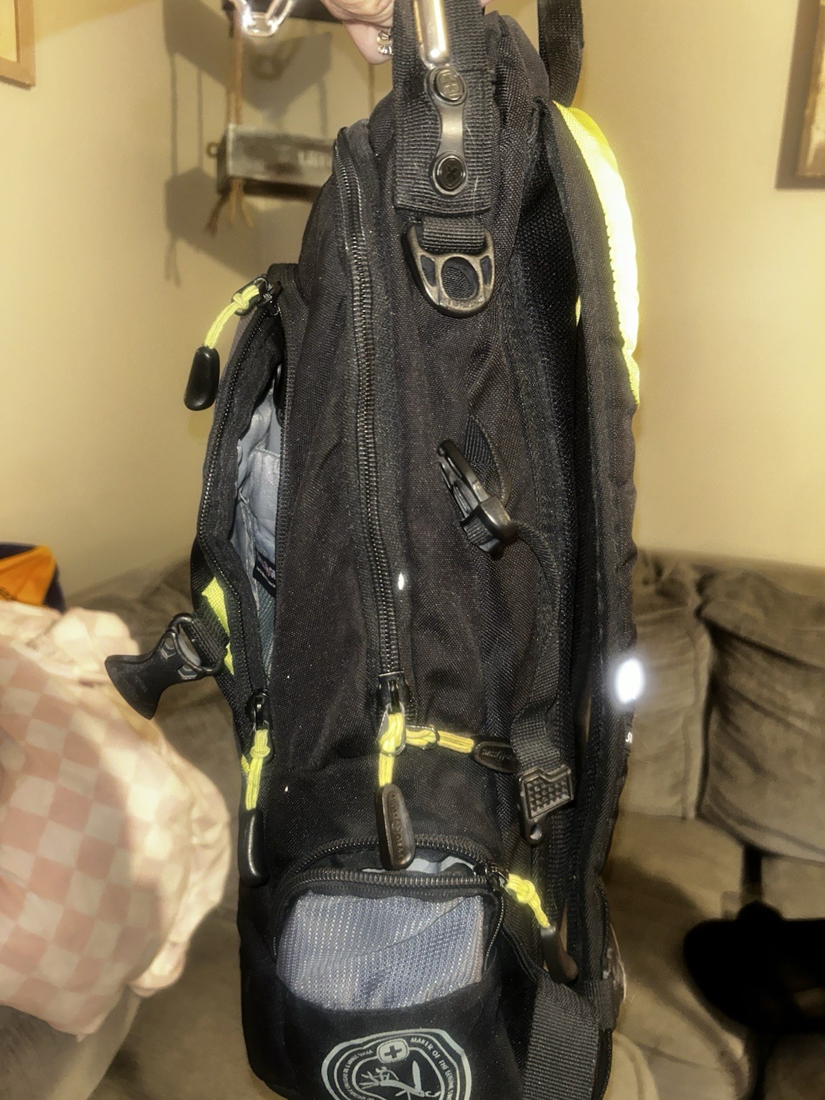 SwissGear Backpack Black Gray Lime Green Laptop Travel Hiking School Bag