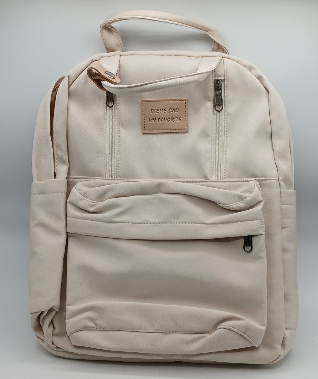 Casual Travel Backpack , Backpack for School, Solid Color Beige 16″x14″ New