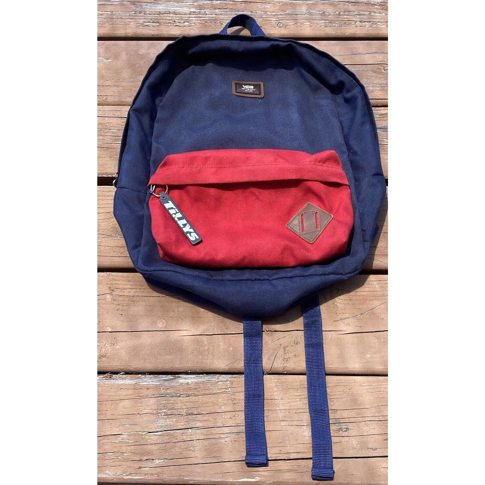 Vans Off The Wall Red/Blue Backpack Checkered Lining Skate Skool Tilly’s B2S