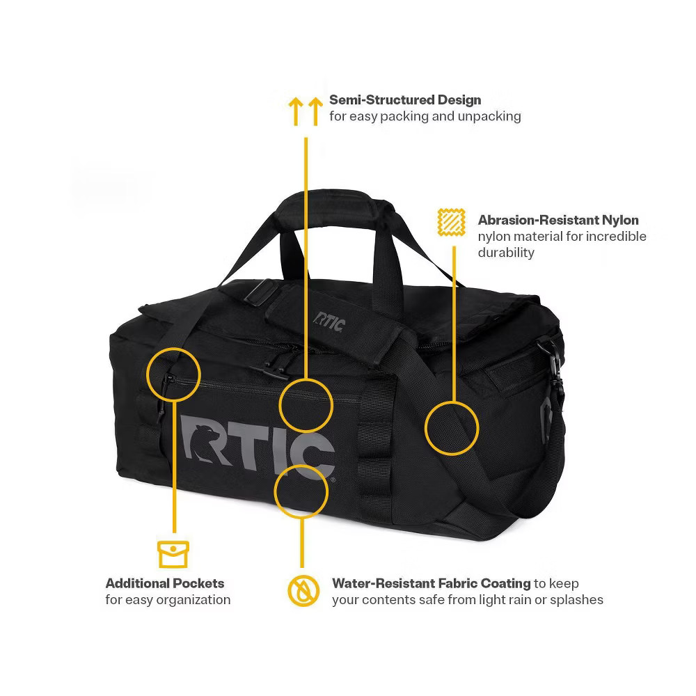 RTIC Outdoors Medium Carry On Structured Collapsible Duffel Bag – Black